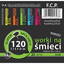 Worki na śmieci 120 litrów a25 LDPE mocne czarne