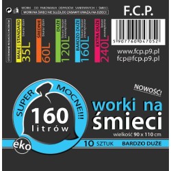 Worki na śmieci 160 litrów LDPE mocne